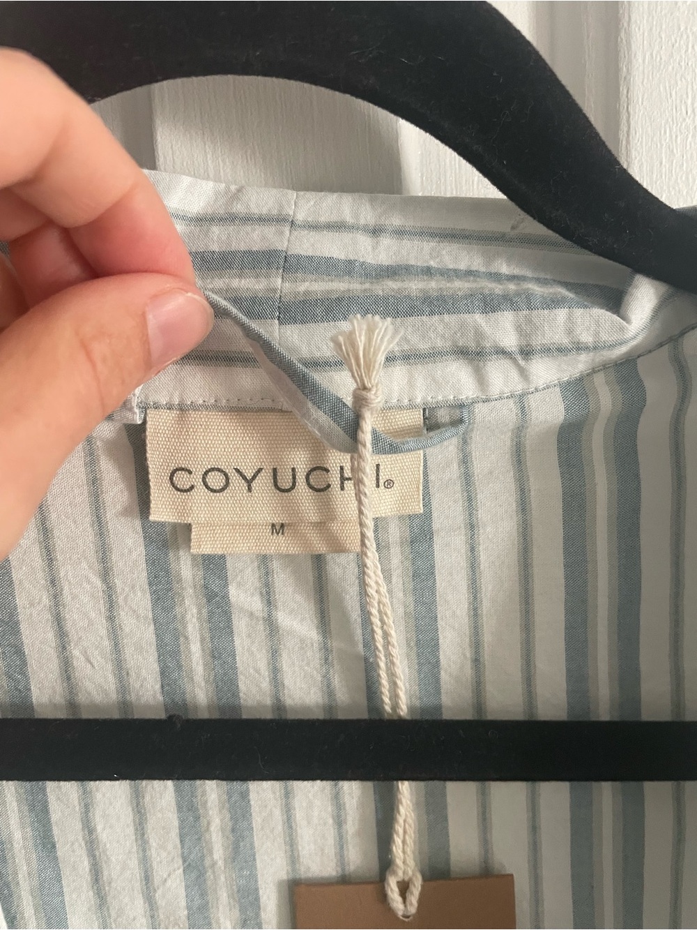 Coyuchi Light Blue Striped Robe NWT - Picture 8 of 8